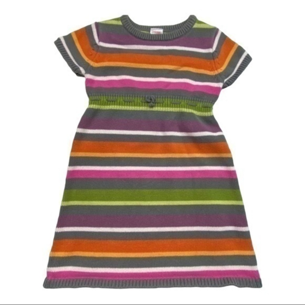 Gymboree Knit Sweater Dress Girls Size 5 Multi Color Stripe Short Sleeve